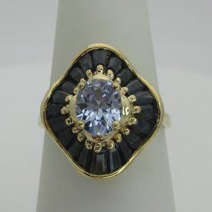 Aquamarine Blue Sapphire Ring Solid Gold Vintage Designer 2.05ctw 14k Size